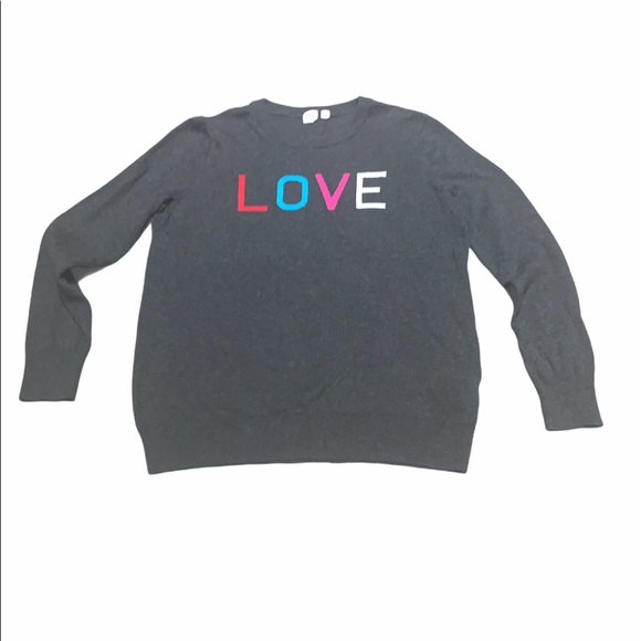 GAP M Crewneck Charcoal LOVE Graphic Sweater - Picture 2 of 7